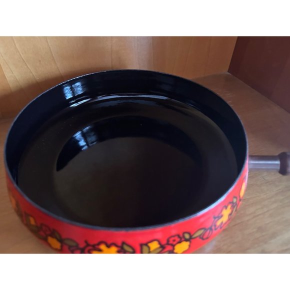 Silit Swiss Enamel Vintage Cookware, Set of 2, Floral Painted Orange Enamel, Bla - Picture 3 of 4